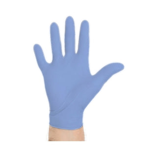 Blue Aquasoft® 975528_CS Exam Glove X-Small NonSterile Nitrile Standard Cuff Length on a white background