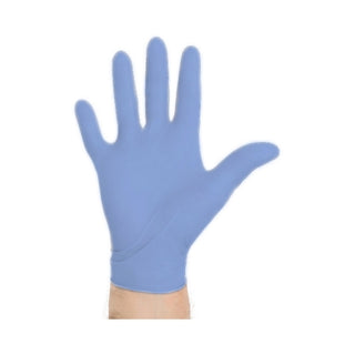 Blue Aquasoft® 975529_CS Exam Glove Small NonSterile Nitrile Standard Cuff Length on a white background