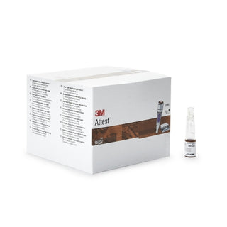 3M Attest™ 852219_CS Super Rapid Readout Sterilization Biological Indicator Vial Steam packaging with a small bottle on a white background