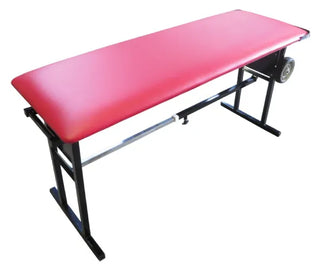 Bailey Manufacturing Model 28 Portable Sideline Mobile Athletic Treatment Table with black metal frame on a white background