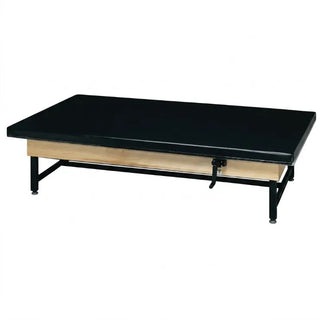 Bailey Manufacturing Model 4114/4115/4116/4117 Series Economy Manual Hi-Lo Upholstered Top Tables on a white background