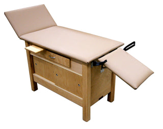 Bailey Manufacturing Model 494 Enclosed Space Saver Cabinet/Examination Table with wooden base on a white background