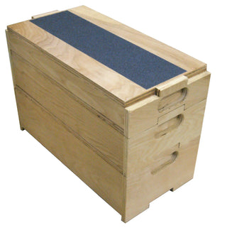 Bailey Manufacturing Model 725 Interlocking Stack Stool Set with a blue mat on top
