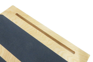 Wooden cutting board Bailey Manufacturing Model 726 Radiology Stool blue strip and a central slot on a white background