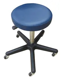 Bailey Manufacturing Model 748 Stools and Chairs with a round seat and black base on wheels against a white background