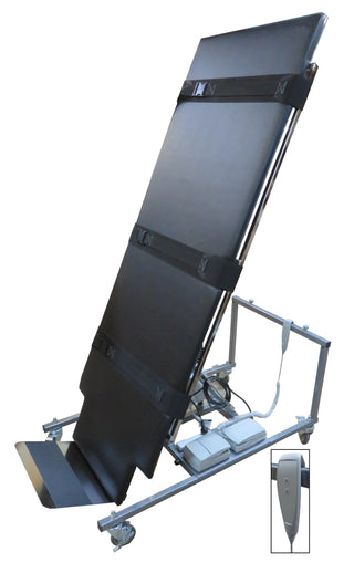 Bailey Manufacturing Model 9505 Electric Professional Tilt Table with adjustable backrest on a white background