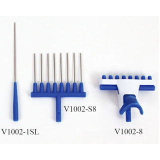 Two blue and white tools for Benchmark Scientific Accuris Aspire™ Laboratory Aspirator on a white background