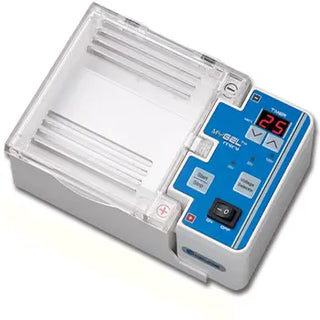 Benchmark Scientific Accuris myGel™ Mini Electrophoresis System with digital display and control buttons on a white background