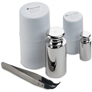 Small containers and a twizzer for Benchmark Scientific Accuris™ Precision Balance on a white background