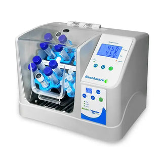 Benchmark Scientific H2024 Roto-Therm™ Plus Incubated Rotator with Tube Holders and digital display on a white background