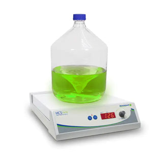 Benchmark Scientific Industrial High-Capacity Stirrer with a large container of green liquid on a white background
