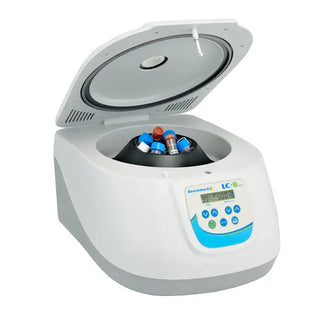 Benchmark Scientific LC-8 Lab Centrifuge with 8 x 15ml Rotor on a white background