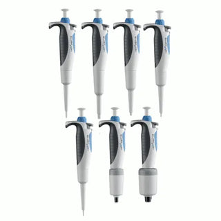 Set of six Benchmark Scientific NextPette™ Precision Pipettes on a white background