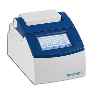 Benchmark Scientific T5005-3205 TC-32 Mini Thermal Cycler with blue and white design on a white background