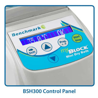 Benchmark myBLOCK Mini Dry Bath control panel with digital display and buttons.