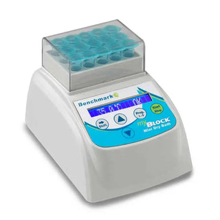 Benchmark myBLOCK Mini Dry Bath with blue lids on a white background