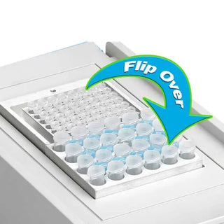 Benchmark Scientific myBlock Series Dry Baths with 'Flip Over' label on a white background