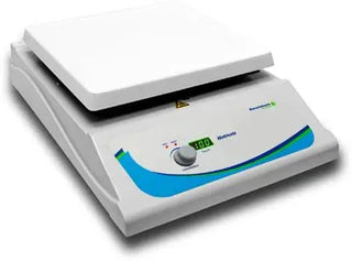 White electronic Benchmark Scientific H3710-H Digital Hotplate  with digital display on a white background