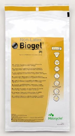 Biogel® PI 1129981_BX Surgical Glove, Size 7.5, Polyisoprene, Standard Cuff Length,,Ivory product packaging on a white background