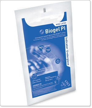 Biogel® PI Indicator Underglove™ 689036_BX, Surgical Underglove, Size 8.5, Polyisoprene, Blue packaging on a white background