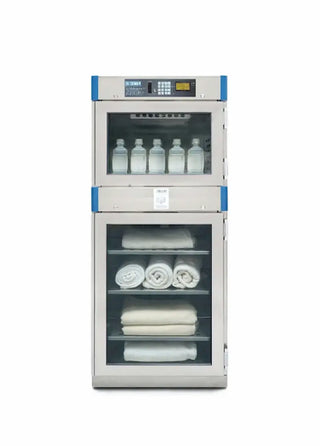 Blickman 7924TG Dual Chamber Freestanding Blanket And Fluid Glass Door Warming Cabinet, Dual-Chamber Model
