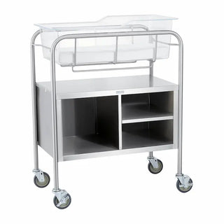 Blickman 8049SS Bassinet Open With Cabinet, 4” Ball-Bearing Swivel Casters, Two With Brakes