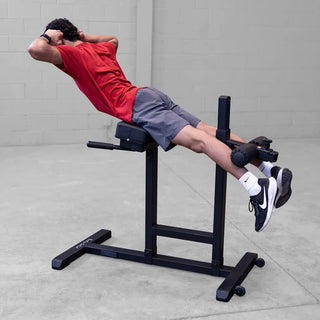 Body-Solid GRCH322B Roman Chair features dual-axis adjustment, oversized 8" foam rollers, and a heavy-duty steel frame for effective core and back workouts. Shop now!