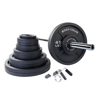 Body-Solid OSB 400 lb. Cast Iron 2" Olympic Weight Set with Barbell