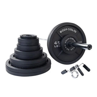 Body-Solid OSB 400 lb. Cast Iron 2" Olympic Weight Set with Barbell