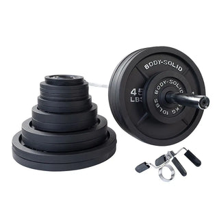 Body-Solid Tools 500 lb. Cast Iron 2" Olympic Weight Set with 7ft Barbell and Collars
