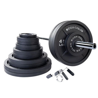 Body-Solid Tools 500 lb. Cast Iron 2" Olympic Weight Set with 7ft Barbell and Collars