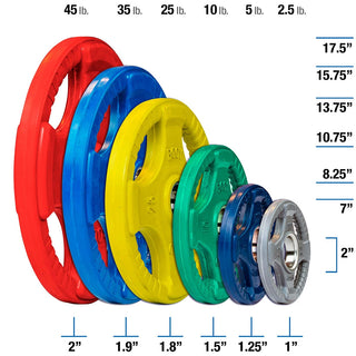 Body-Solid Tools ORC500S ORC Rubber Color Grip 2" Olympic Weight Set 