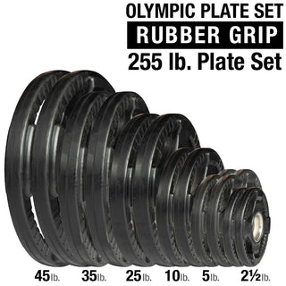 Body-Solid Tools ORST255 255 lb. Rubber Grip 2" Olympic Plate Set
