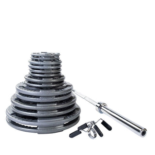 Body-Solid Tools OST300S Gray Grip Cast Iron 2`` Olympic Weight Set 