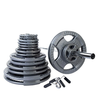 Body-Solid Tools OST400S Gray Grip Cast Iron 2" Olympic Weight Set 