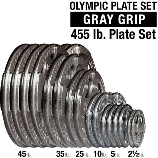 Body-Solid Tools OST455 Gray Grip Cast Iron 2`` Olympic Plate Set 