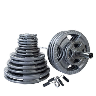 Body-Solid Tools OST500S Gray Grip Cast Iron 2" Olympic Weight Set 