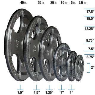 Body-Solid Tools OST500S Gray Grip Cast Iron 2" Olympic Weight Set 
