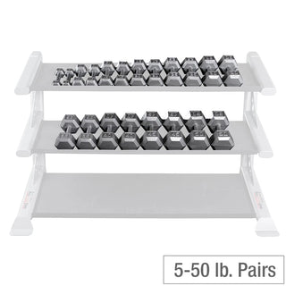 Body-Solid Tools SDS550 SDX Cast Iron Hex Dumbbells, 5-50 lb. Iron Hex Dumbbell Set of 20