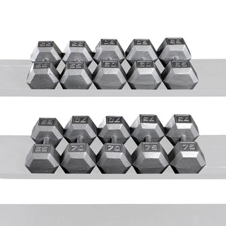 Body-Solid Tools SDS650 SDX Cast Iron Hex Dumbbells, 55-75 lb. Iron Hex Dumbbell Set of 10