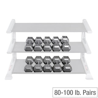 Body-Solid Tools SDS900 Cast Iron Hex Dumbbells, 80-100 lb. Iron Hex Dumbbell Set of 10