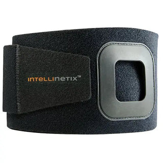Black Intellinetix Universal Therapy Wrap with integrated vibration module and adjustable wrap designed for targeted therapy on multiple body areas.