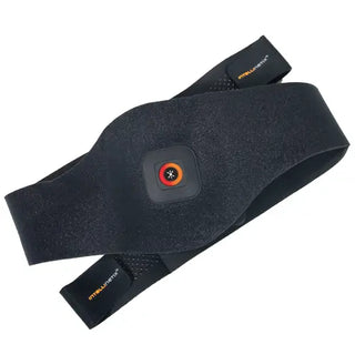 Black Intellinetix Heated Hub heat and vibration therapy device with multiple flexible vibration nodes designed for use with the Adjustable Universal Wrap.