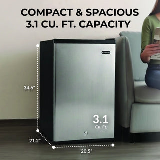 Whynter CUF-301 Compact Upright Convertible Fridge/Freezer w/Lock, 3.1 Cu. Ft., Black/Stainless Steel Color, Energy Star