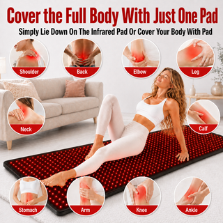 iReliev RL-D100Mat FullGlow 180 Full Body Red Light & NIR Mat, 71"x31", 1280 LEDs
