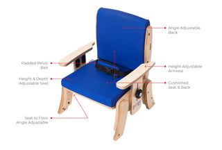 Circle Specialty Pango PA1200/1400 Activity Classroom Chair with labeled features on a white background