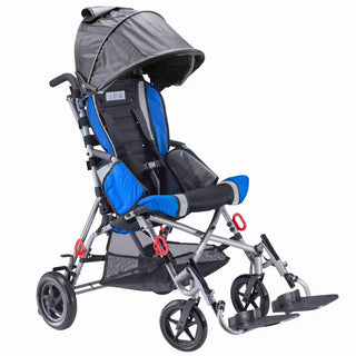 Circle Specialty Strive Adaptive Stroller front view with seat and harness system
