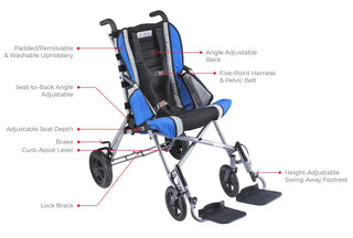 Circle Specialty Strive Adaptive Stroller product view with adjustable seating