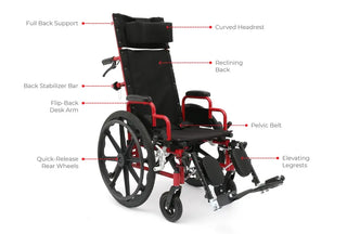 Circle Specialty Ziggo Pro Reclining Wheelchair full side profile with adjustable legrest