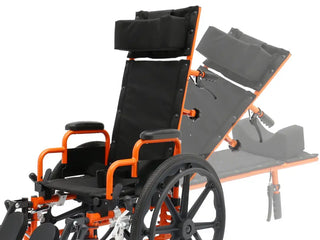 Circle Specialty Ziggo Pro Reclining Wheelchair headrest adjustment mechanism closeup